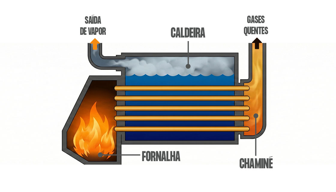 Diagrama de como funciona uma caldeira flamotubular Diagrama de como funciona uma caldeira flamotubular